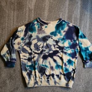 Natural Life Tie-Dye Crew Neck Sweater - Blue and Cream